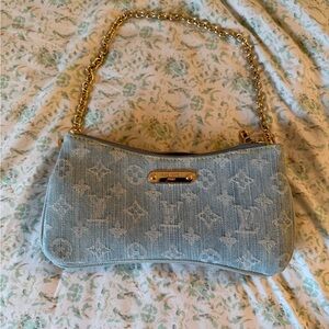 Blue Denim LV Pochette Chain Bag